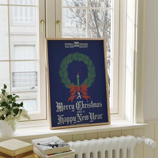 Póster Retro - Feliz Navidad y Año Nuevo