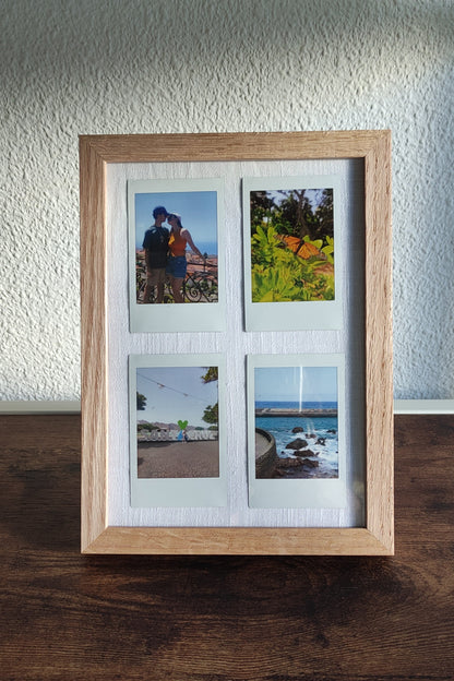 Impresión Instax Mini con Fondo de Tela y Marco de Roble A5