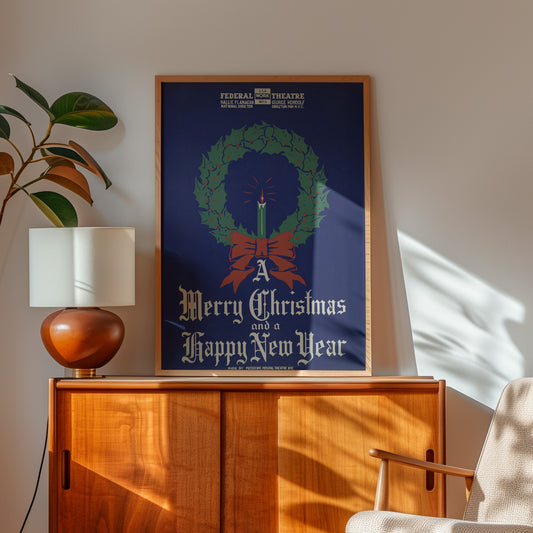 Póster Retro - Feliz Navidad y Año Nuevo