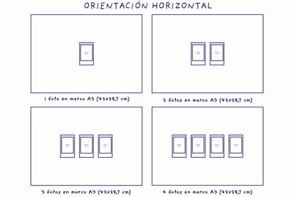 Impresión Instax Mini con Fondo de Tela y Marco de Roble A3