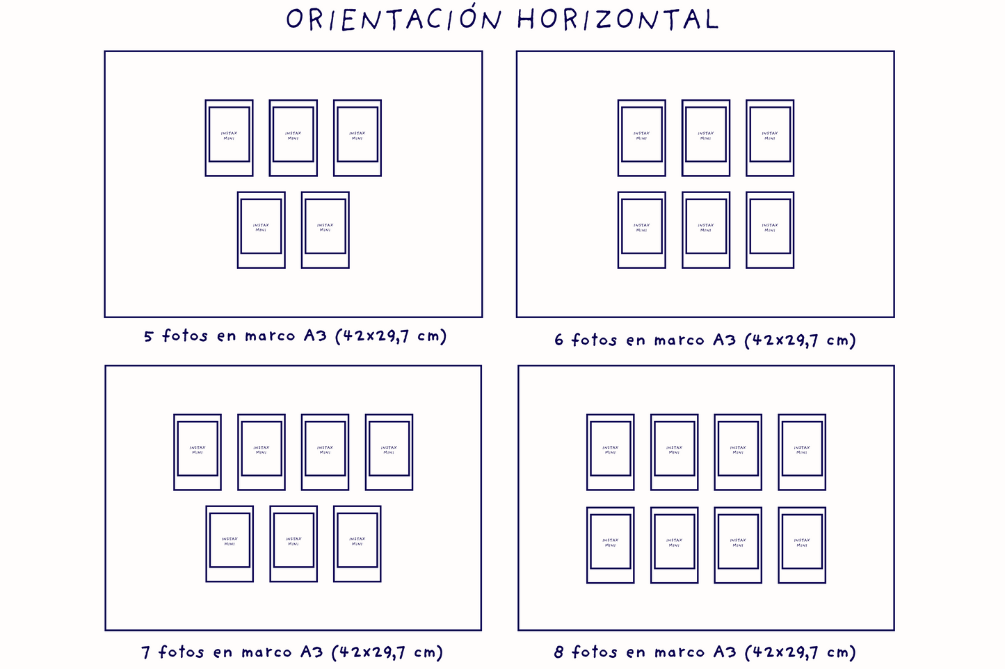 Impresión Instax Mini con Fondo de Tela y Marco de Roble A3