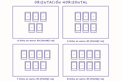 Impresión Instax Mini con Fondo de Tela y Marco de Roble A3