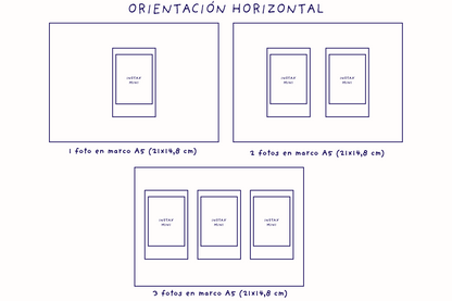 Impresión Instax Mini con Fondo de Tela y Marco de Roble A5