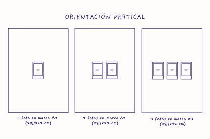 Impresión Instax Mini con Fondo de Tela y Marco de Roble A3