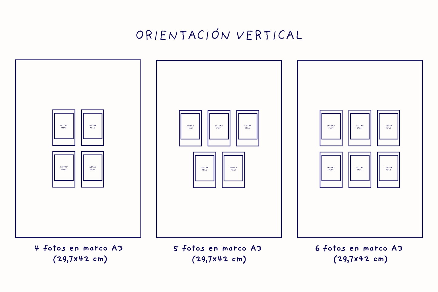 Impresión Instax Mini con Fondo de Tela y Marco de Roble A3