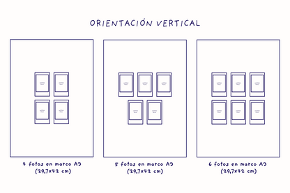 Impresión Instax Mini con Fondo de Tela y Marco de Roble A3