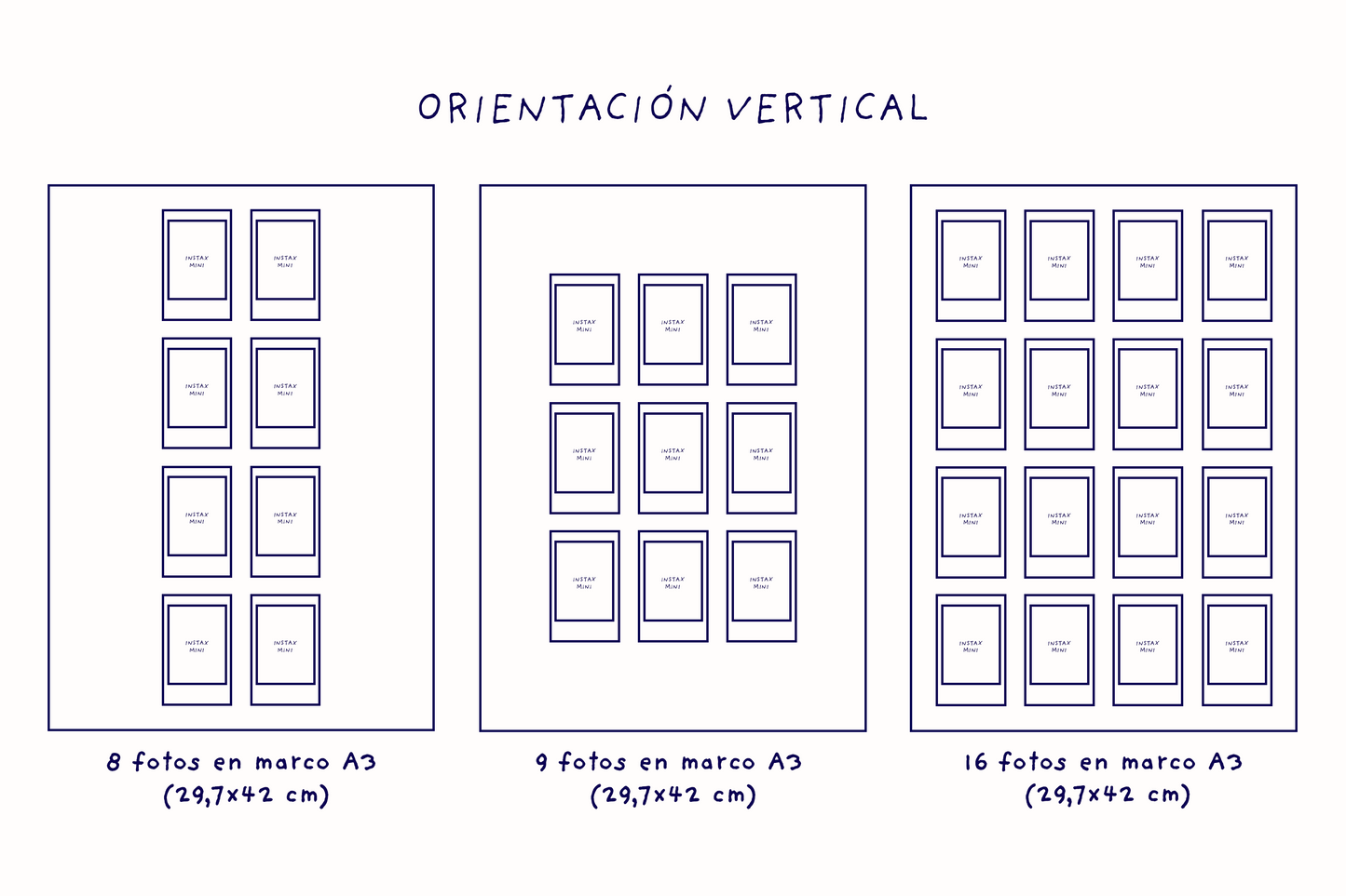 Impresión Instax Mini con Fondo de Tela y Marco de Roble A3