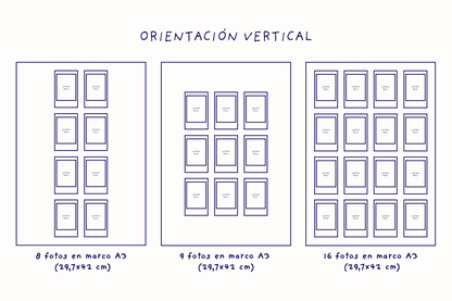 Impresión Instax Mini con Fondo de Tela y Marco de Roble A3