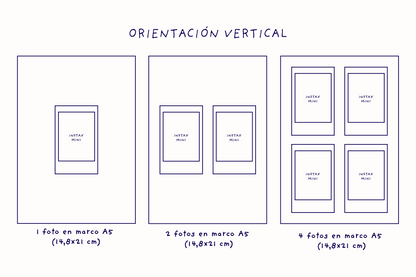Impresión Instax Mini con Fondo de Tela y Marco de Roble A5